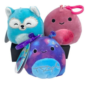 NWT Squishmallow Clip Dabney, Piaxa, and Poleena Plush Lot